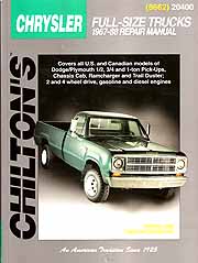 Chiltons Repair Dodge Trucks 1967-1988